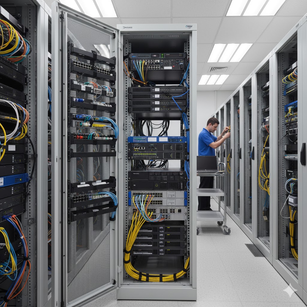 Network rack with organized cables